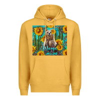 Mustard mama bear with sunflowers and cactus Premium Hoodie - Artiststas