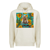 Oatmeal Heather mama bear with sunflowers and cactus Premium Hoodie - Artiststas