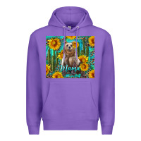 Purple mama bear with sunflowers and cactus Premium Hoodie - Artiststas