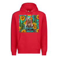 Red mama bear with sunflowers and cactus Premium Hoodie - Artiststas