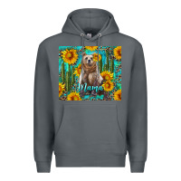 Rock mama bear with sunflowers and cactus Premium Hoodie - Artiststas