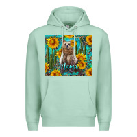 Seafoam mama bear with sunflowers and cactus Premium Hoodie - Artiststas