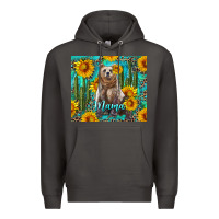Smoke mama bear with sunflowers and cactus Premium Hoodie - Artiststas