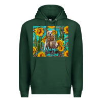 Sports Green mama bear with sunflowers and cactus Premium Hoodie - Artiststas