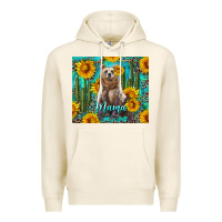 Tofu mama bear with sunflowers and cactus Premium Hoodie - Artiststas