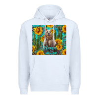 White mama bear with sunflowers and cactus Premium Hoodie - Artiststas