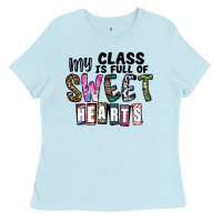 Baby Blue my class ısfull of sweet hearts Ladies Tee - CowhideDigitalArt