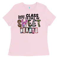 Bubblegum Pink my class ısfull of sweet hearts Ladies Tee - CowhideDigitalArt