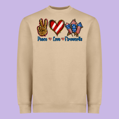 Peace Love Fireworks Heavyweight Sweatshirt Designed By Jasminsmagicworld