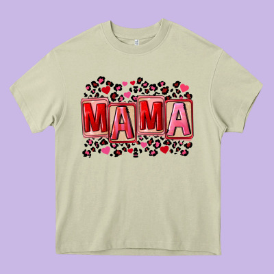 Pink Leopard Mama Heavy Core Tee Designed By Fadigitalartstudio