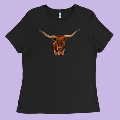 Texas Longhorn Illustration Ladies Tee Designed By Cowhidedigitalart