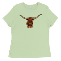 Matcha texas longhorn illustration Ladies Tee - CowhideDigitalArt