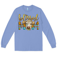 Colony Blue Western Blessed Mom Charolais Bull Mother's Day Long Sleeve Tee - LillyAllenDesigns