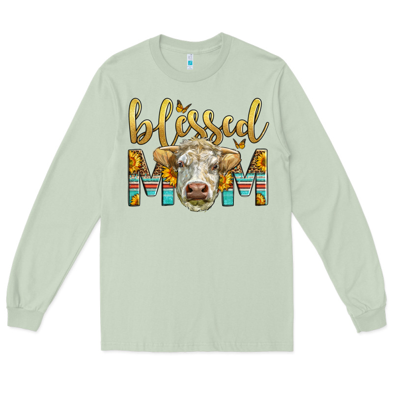 Western Blessed Mom Charolais Bull Mother's Day Long Sleeve Tee by LillyAllenDesigns | Teevron