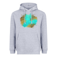 Heather Grey turquoise leopard patch Heavyweight Hoodie - Jasminsmagicworld