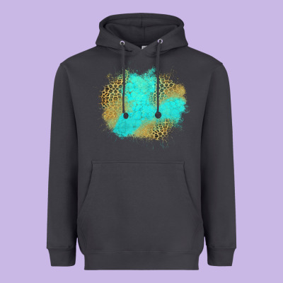 Turquoise Leopard Patch Heavyweight Hoodie Designed By Jasminsmagicworld