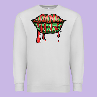Summer Vibes Watermelon Lips Premium Sweatshirt Designed By Jasminsmagicworld