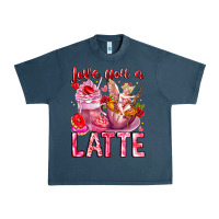 Midnight Navy Love You Latte Valentine Cupid Urban Heavy Tee - CowhideDigitalArt
