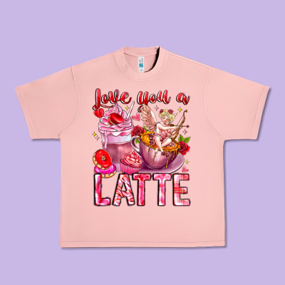 Love You Latte Valentine Cupid Urban Heavy Tee Designed By Cowhidedigitalart