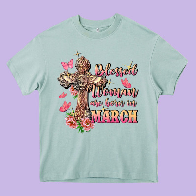Blessed Women Are Born In March Heavy Core Tee Designed By Fadigitalartstudio