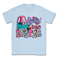 Dusty Blue Easter Day Rollin into Easter toddler car Classic Tee - OliviaCreatesArt