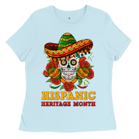 Baby Blue sombrero skull heritage Ladies Tee - BundleAndBundleShop