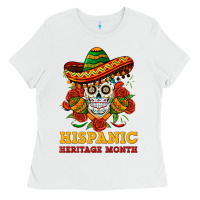 White sombrero skull heritage Ladies Tee - BundleAndBundleShop