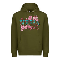 Army Green mama with cherry blossoms Premium Hoodie - Artiststas