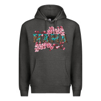 Charcoal Heather mama with cherry blossoms Premium Hoodie - Artiststas