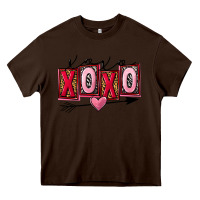 Chocolate Brown Xoxo love Valentine's Day Heavy Core Tee - FaDigitalArtStudio