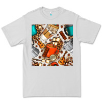 Dove Grey camping coffee cups marshmallow and moka pot with leopard seamless pat Premium Tee - BundleAndBundleShop