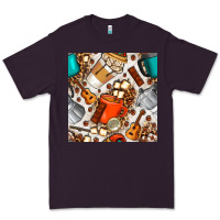 Camping Coffee Cups Marshmallow And Moka Pot With Leopard Seamless Pat Premium Tee | Teevron