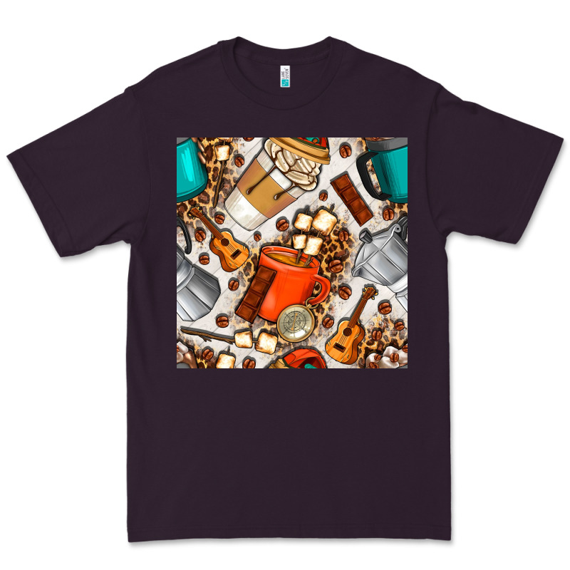 Camping Coffee Cups Marshmallow And Moka Pot With Leopard Seamless Pat Premium Tee by BundleAndBundleShop | Teevron