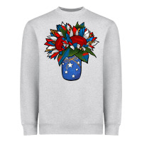 Heather Grey Patriotic Sunflower in a Jar Heavyweight Sweatshirt - Jasminsmagicworld
