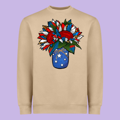 Patriotic Sunflower In A Jar Heavyweight Sweatshirt Designed By Jasminsmagicworld