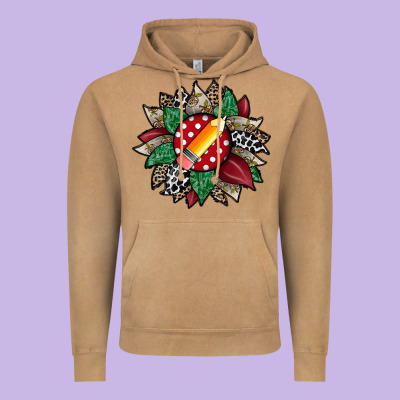 Teacher Sunflower Vintage Hoodie Designed By Racoondesign