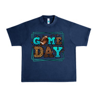 Navy Game day American Football leopard frame Urban Heavy Tee - LillyAllenDesigns