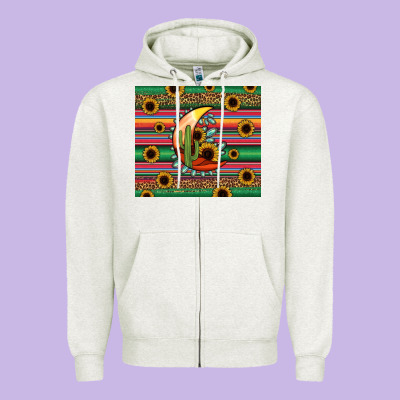 Western Desert Moon Zipper Hoodie Designed By Jasminsmagicworld
