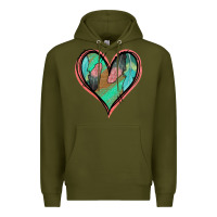 Army Green Feather Heart Premium Hoodie - Jasminsmagicworld