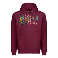 Burgundy mama bear with mama and baby Premium Hoodie - Artiststas