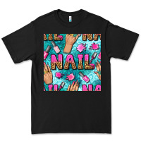 Black nail art hands and polish with turquoise leopard and glitter seamless  Premium Tee - BundleAndBundleShop