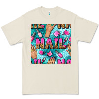 Bone nail art hands and polish with turquoise leopard and glitter seamless  Premium Tee - BundleAndBundleShop