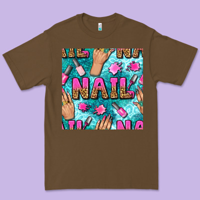 Nail Art Hands And Polish With Turquoise Leopard And Glitter Seamless  Premium Tee Designed By Bundleandbundleshop