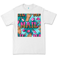 White nail art hands and polish with turquoise leopard and glitter seamless  Premium Tee - BundleAndBundleShop
