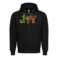 Black Christmas Joy Reindeer Zipper Hoodie - RanaPortraitStore