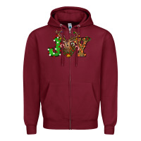 Christmas Joy Reindeer Zipper Hoodie | Teevron