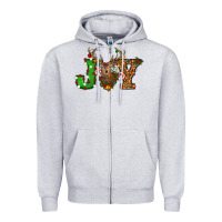 Heather Grey Christmas Joy Reindeer Zipper Hoodie - RanaPortraitStore