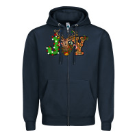 Navy Christmas Joy Reindeer Zipper Hoodie - RanaPortraitStore