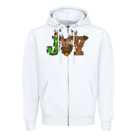 White Christmas Joy Reindeer Zipper Hoodie - RanaPortraitStore