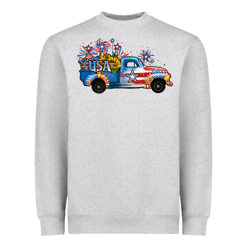 Usa 4th Of July Sunflower Truck Heavyweight Sweatshirt by Jasminsmagicworld | Teevron